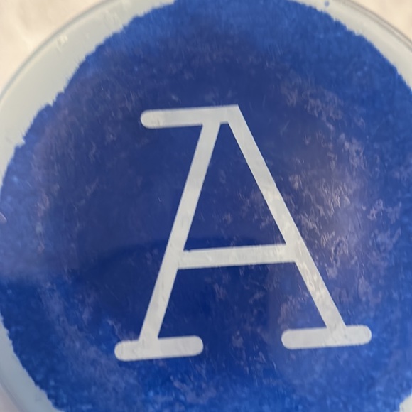 West Elm Soap Dish with Letter A (blue and white) - Picture 4 of 4